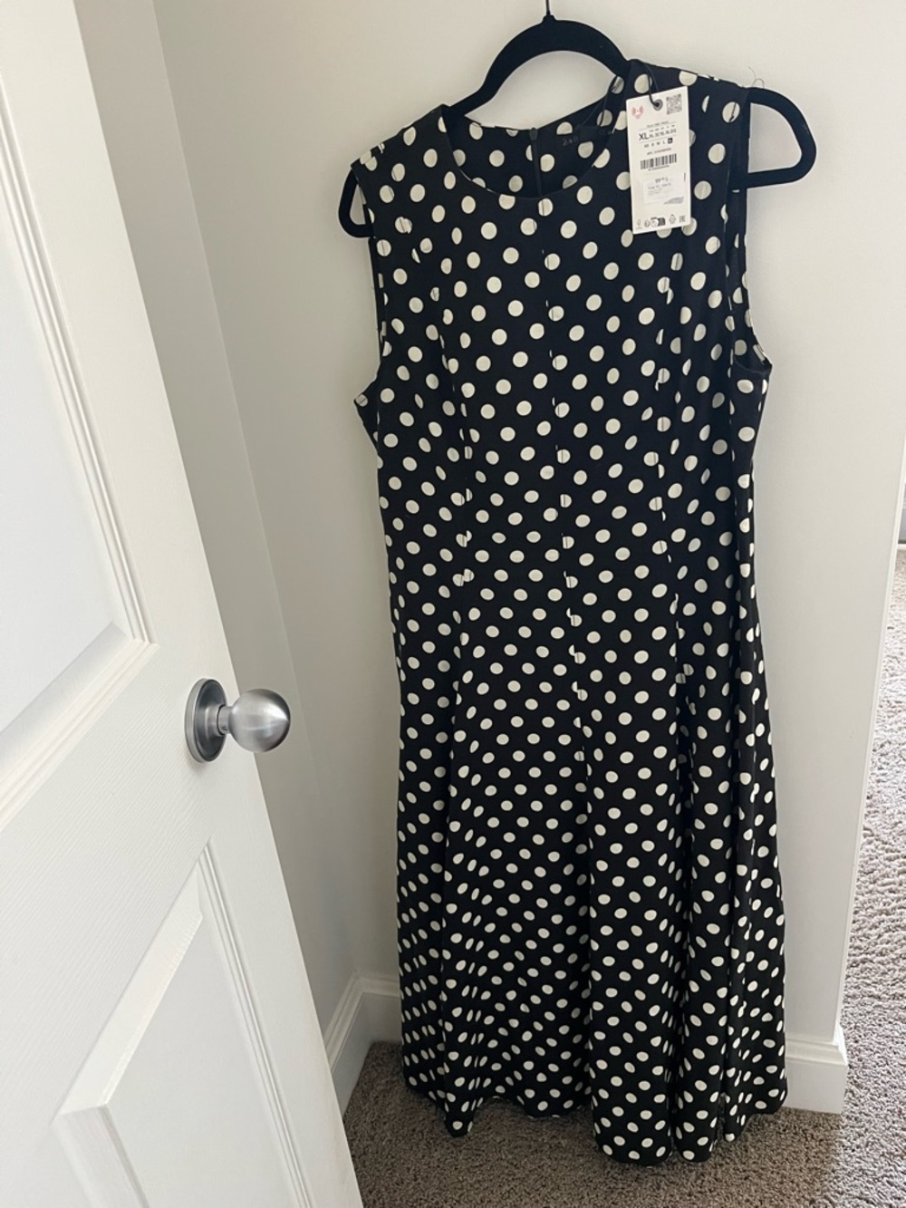 Zara Black and White Polka Dot Sleeveless Maxi Dress